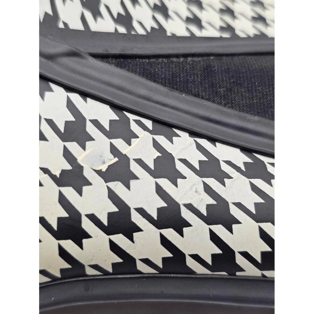 London Fog Piccadilly Rain Boots/Booties Women 8M Black White Houndstooth HKF003